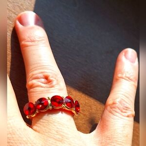 Red And Gold Tone Ring: Half Eternity Band Style